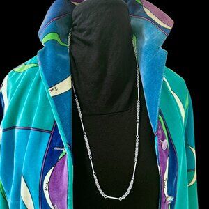 Byzantine/Bar Link Necklace 31” 1970s Italian Sterling Silver  925 29g Vintage